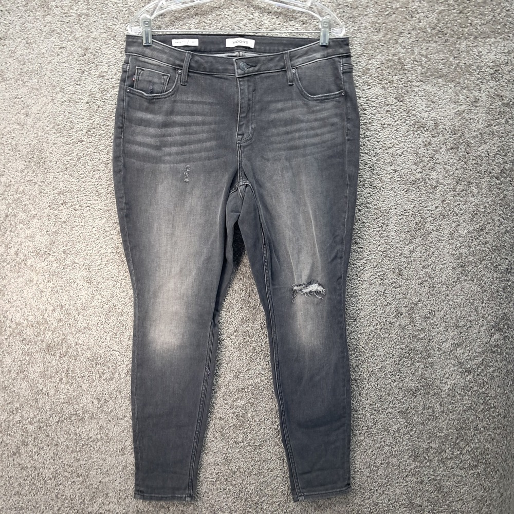 Vigoss Thompson Tomboy Distressed Gray Slim Jeans VC-P01561X Womens 14